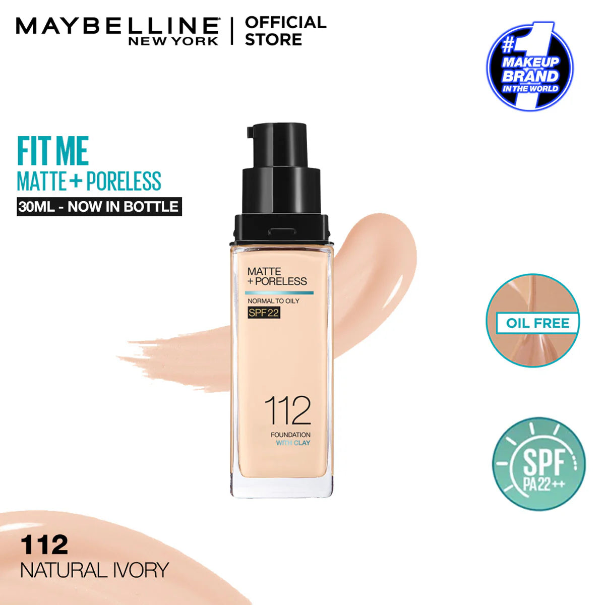 Maybelline New Fit Me Matte + Poreless Liquid Foundation Spf 22 - 30ml