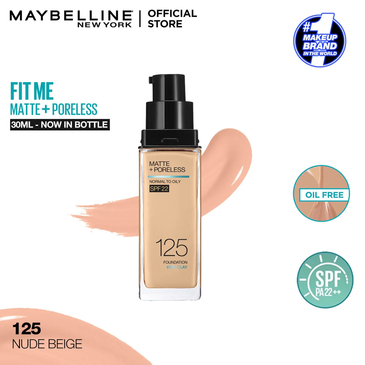 Maybelline New Fit Me Matte + Poreless Liquid Foundation Spf 22 - 30ml