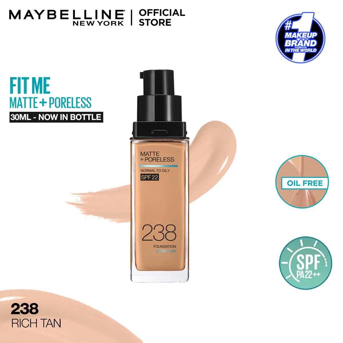 Maybelline New Fit Me Matte + Poreless Liquid Foundation Spf 22 - 30ml