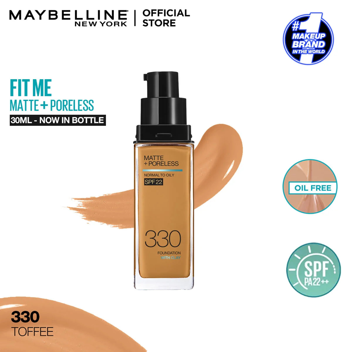 Maybelline New Fit Me Matte + Poreless Liquid Foundation Spf 22 - 30ml