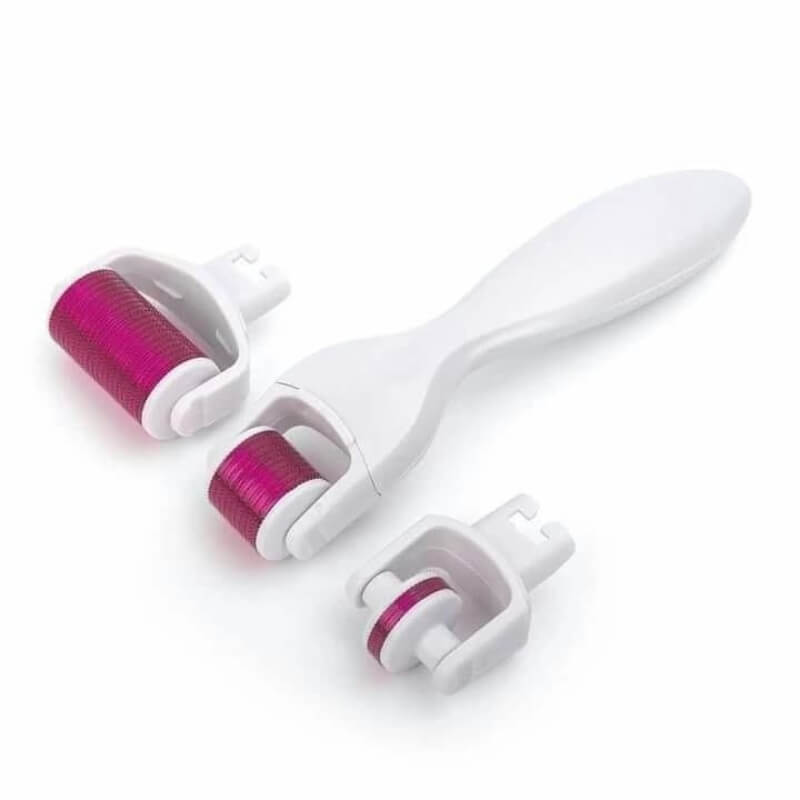 4 in 1 Derma Roller Kit with 3 Needle Heads for Acne Scars and Stretch Marks Treatment