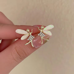Fairy Elf Pixie Wing Rhinestone Stud Earrings - Each Pair