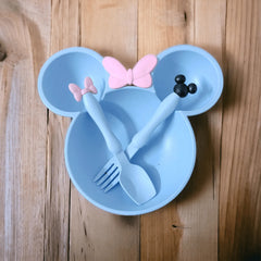 Mickey Shape Wheat Straw Plate Bowl Baby Training Set for Kids