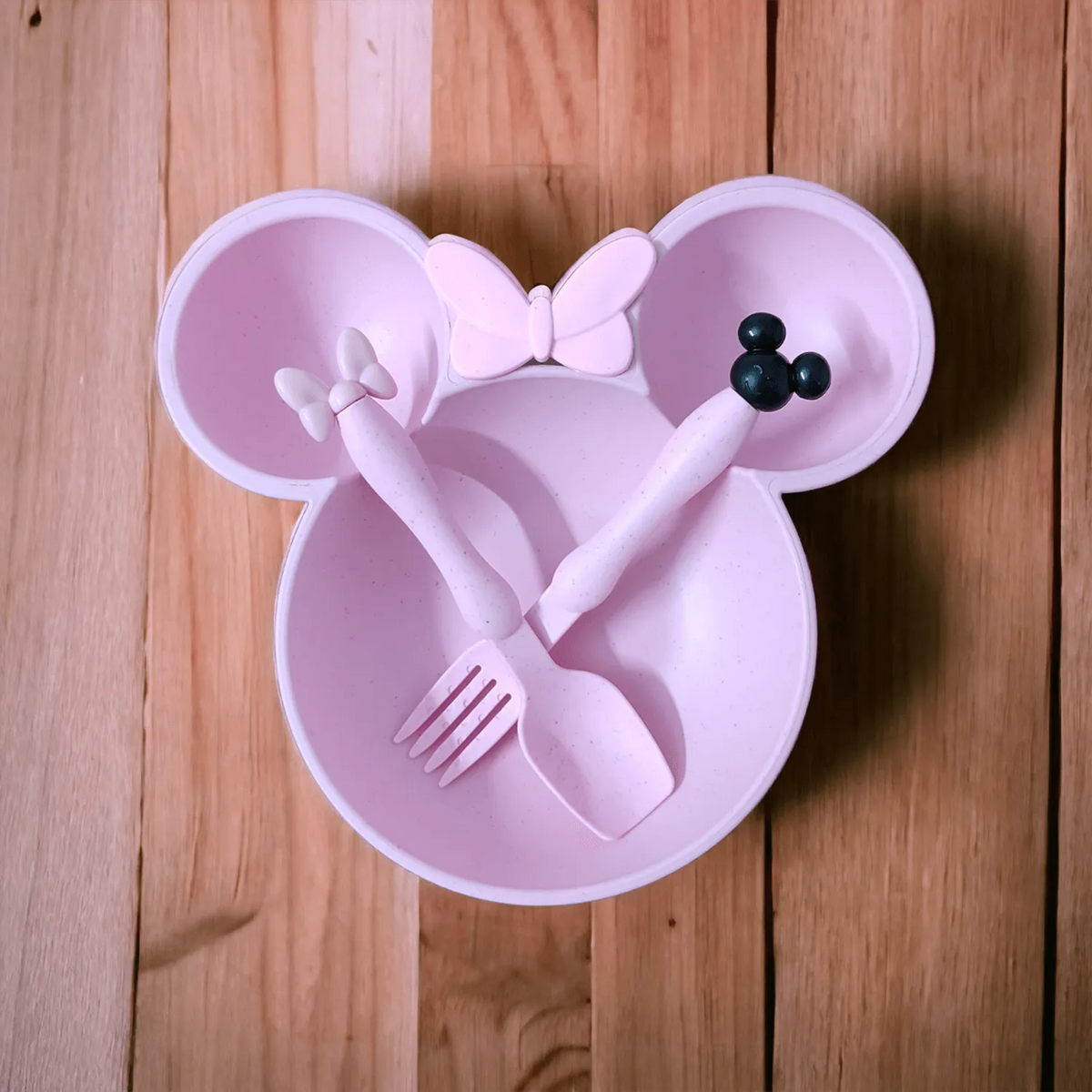 Mickey Shape Wheat Straw Plate Bowl Baby Training Set for Kids