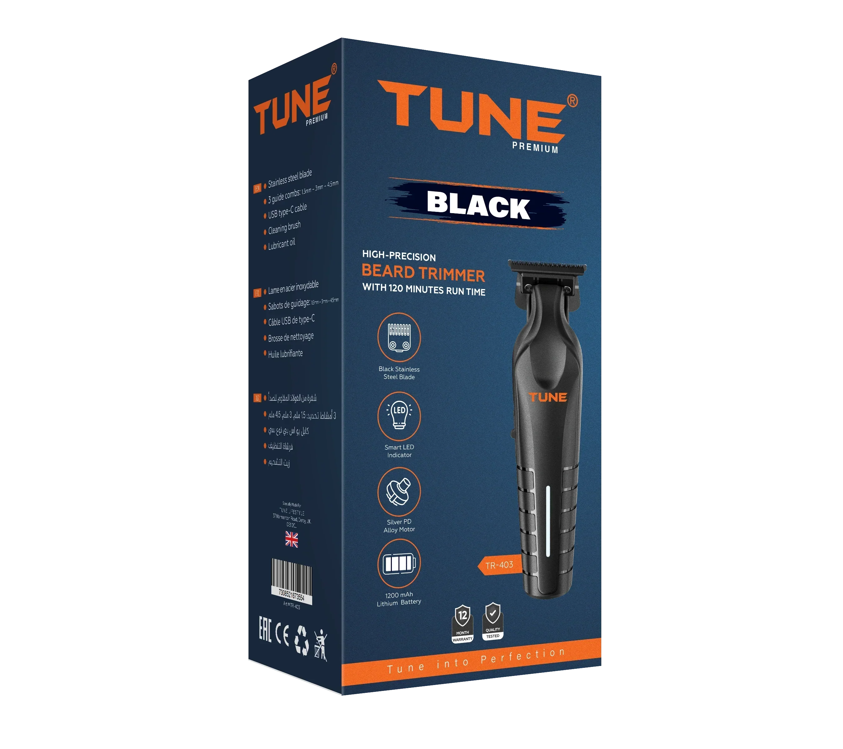 Tune Premium Hair Trimmer Black - TR403