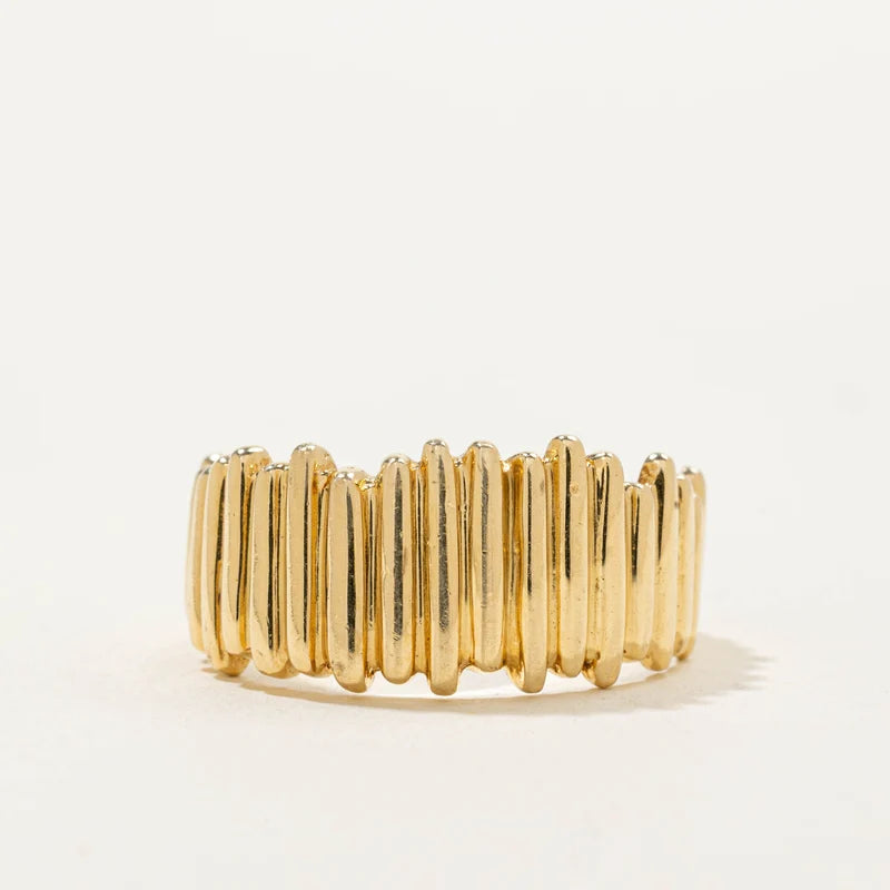 Vertical Reeded Band Adjustable Ring