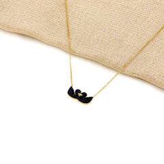 Black Crystal Double Swan Pendant Necklace