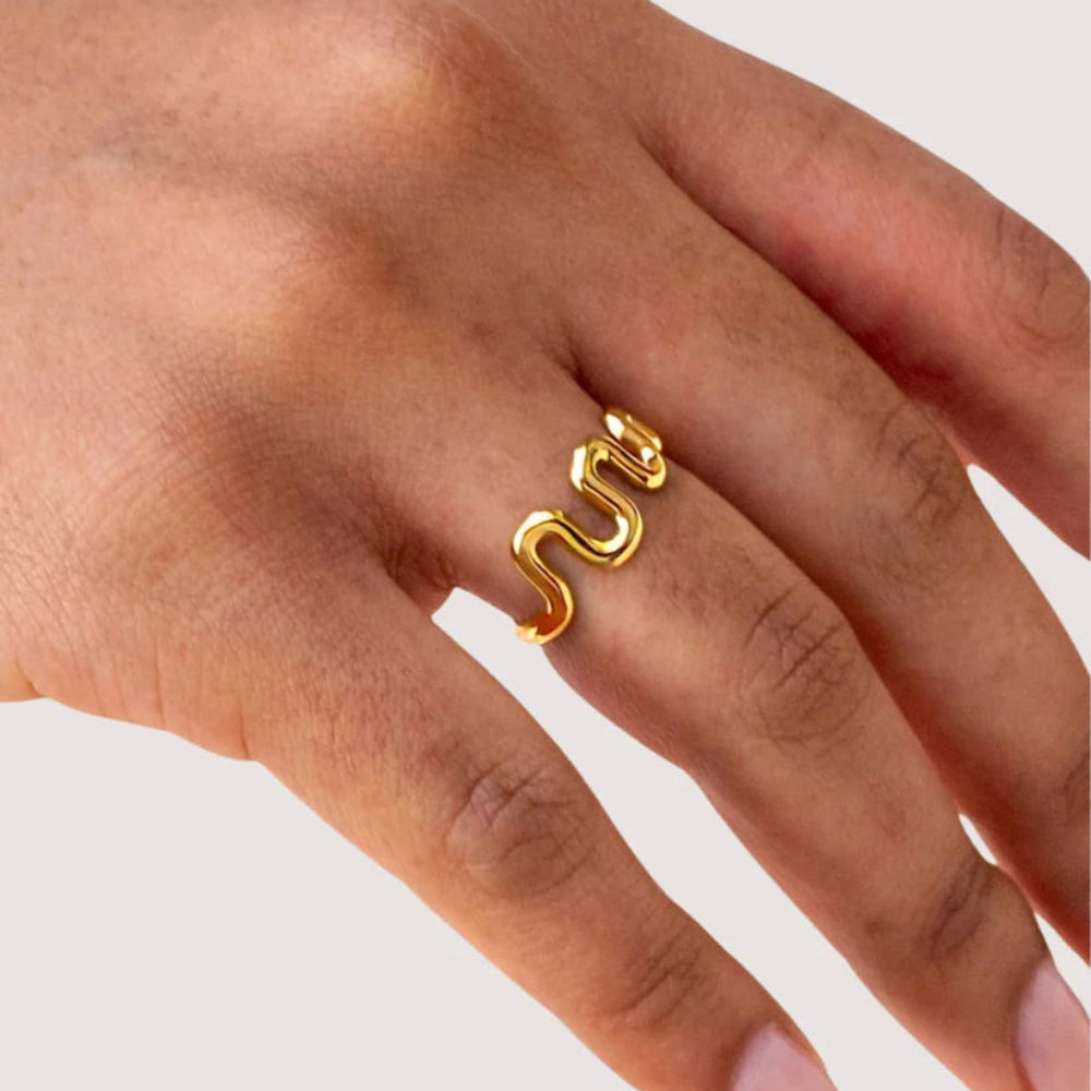 Stainless Steel Wavy Open Ring