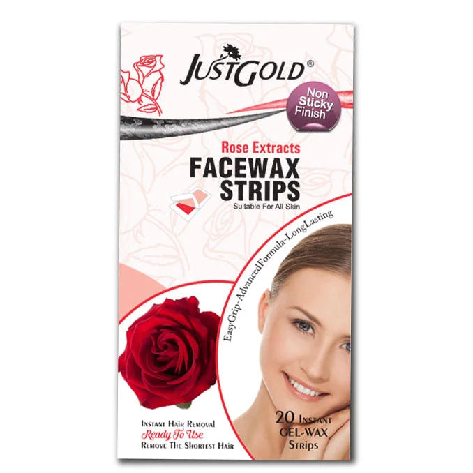 Justgold’s Face Wax Strips - Rose Extracts (20 Strips)