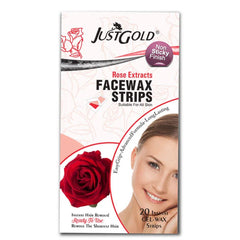 Justgold’s Face Wax Strips - Rose Extracts (20 Strips)