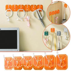 Wall Mounted Punch Free Strong Self Adhesive Stylish 6 Hook