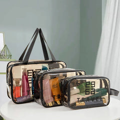 3 Pieces of Clear Makeup Bag, PVC Waterproof Cosmetic Bag Large Clear Travel Toi