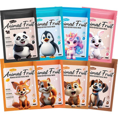 SADOER Pack of 08 Animal Fresh Fruit Natural Animal Series Facial Sheet Mask