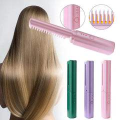Mini 2in1 Professional Wireless Rechargeable Hair Straightener Curler Comb
