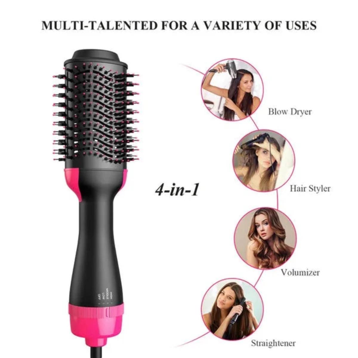 One Step Hot Air Brush - Dryer + Straightener with Gift Hair Hold Spray