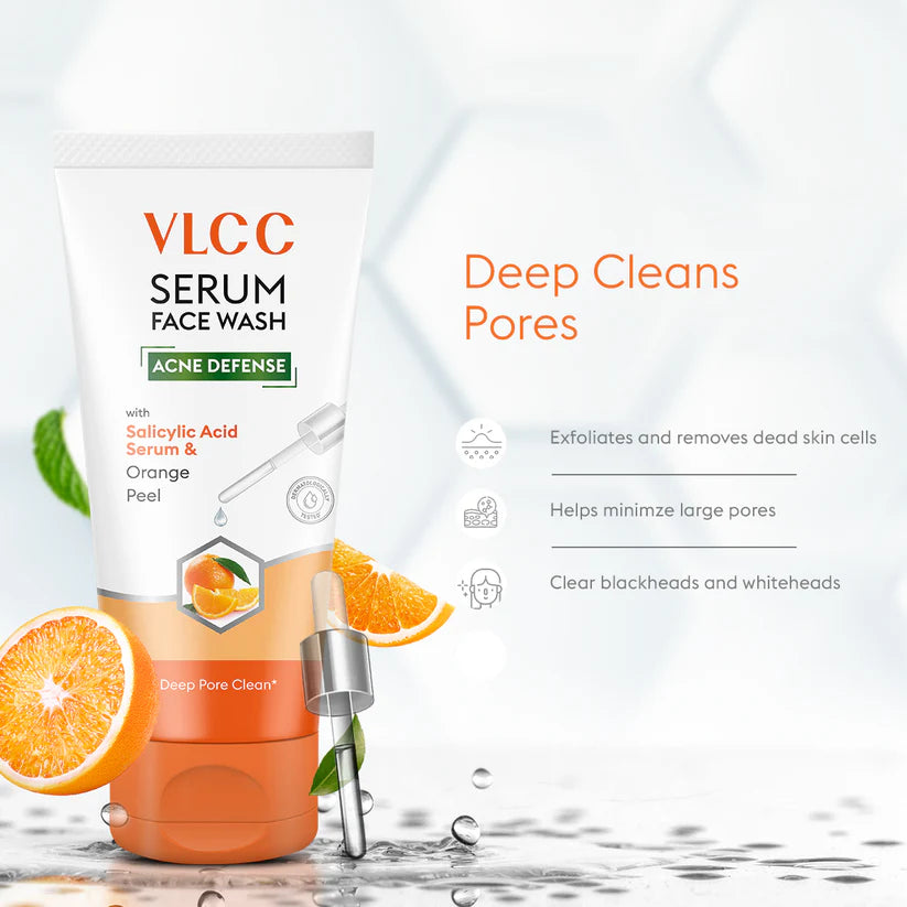 VLCC Acne Defense Serum Face Wash with Salicylic Acid Serum & Orange Peel - 150ml