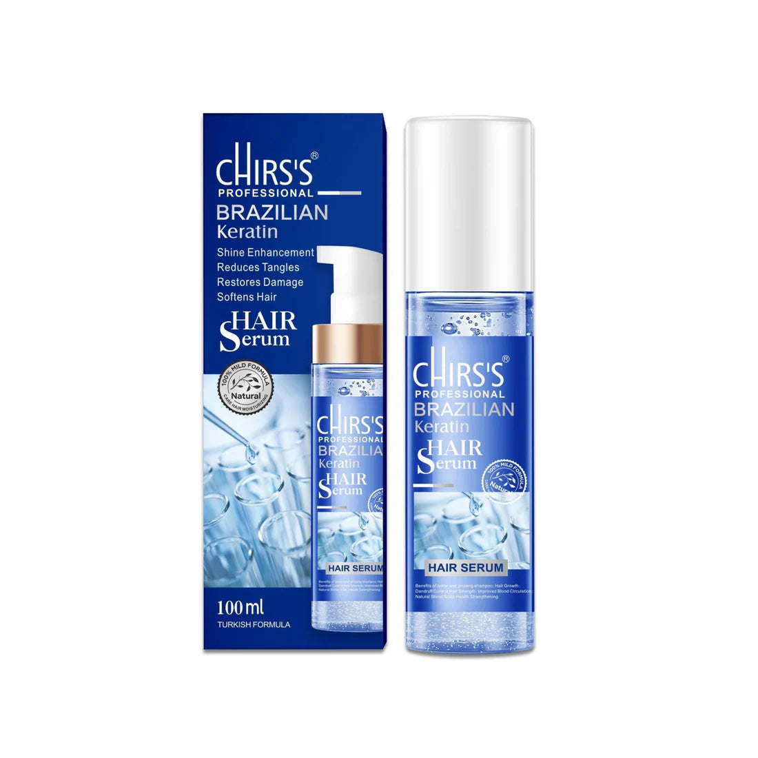 Chirs's Keratin Shampoo + Hair Serum Pack Of 2 Bundle