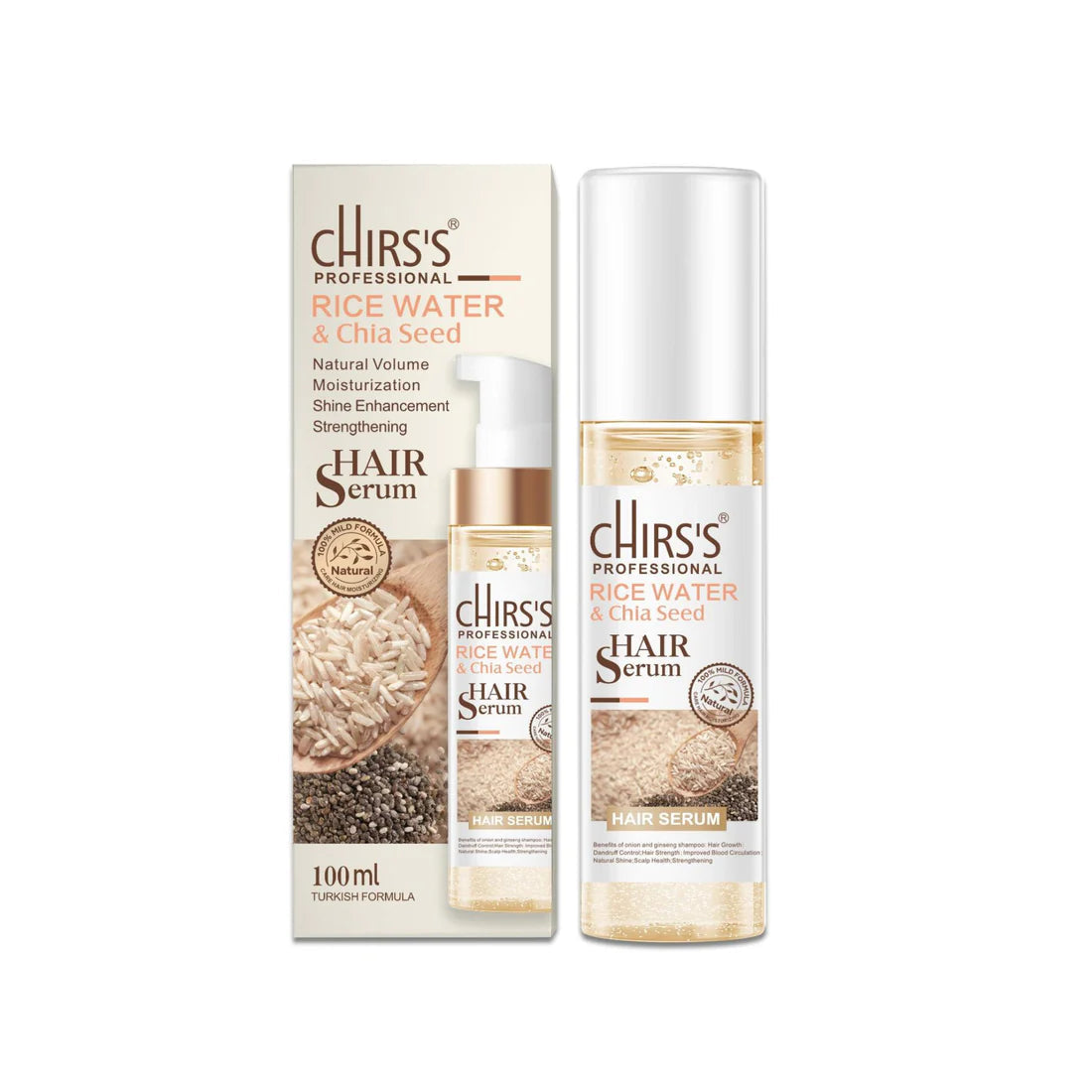 Chirs's Rice Shampoo + Hair Serum Pack Of 2 Bundle