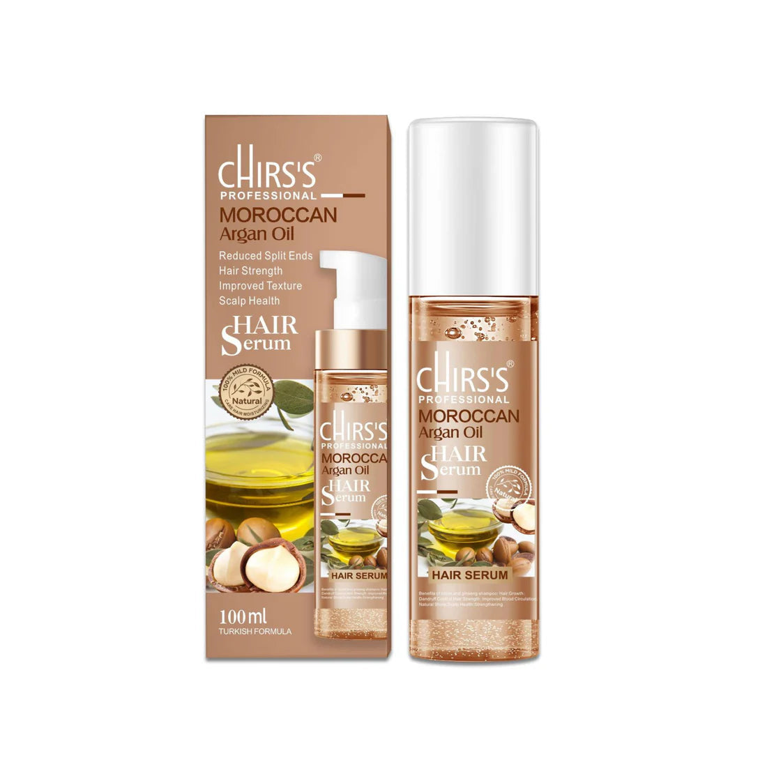 Chirs's Moroccon Shampoo + Hair Serum Pack Of 2 Bundle