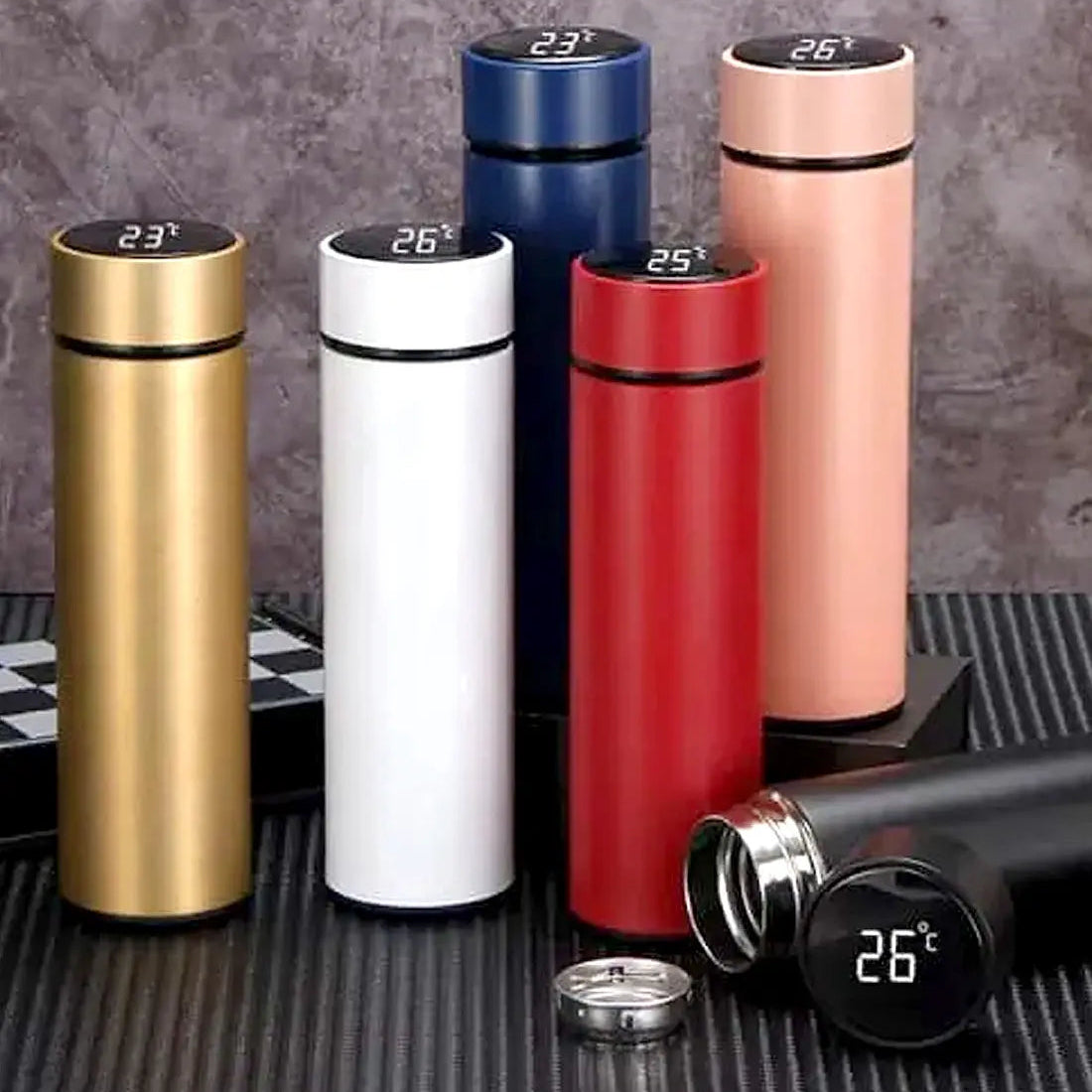 Smart LED Temperature Display Stainless Steel Water Bottle - Each