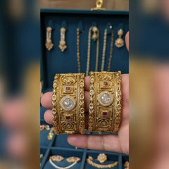 High Quality Rajwari Gold Bangles - ZIRCON Work