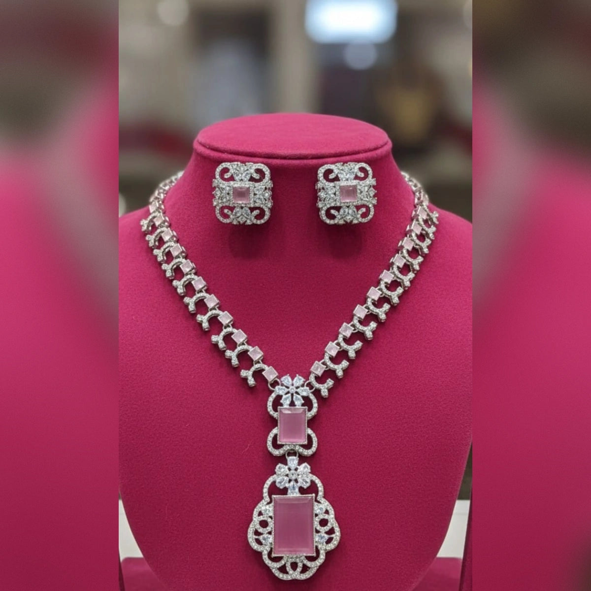 Zircon Necklace and Earrings set