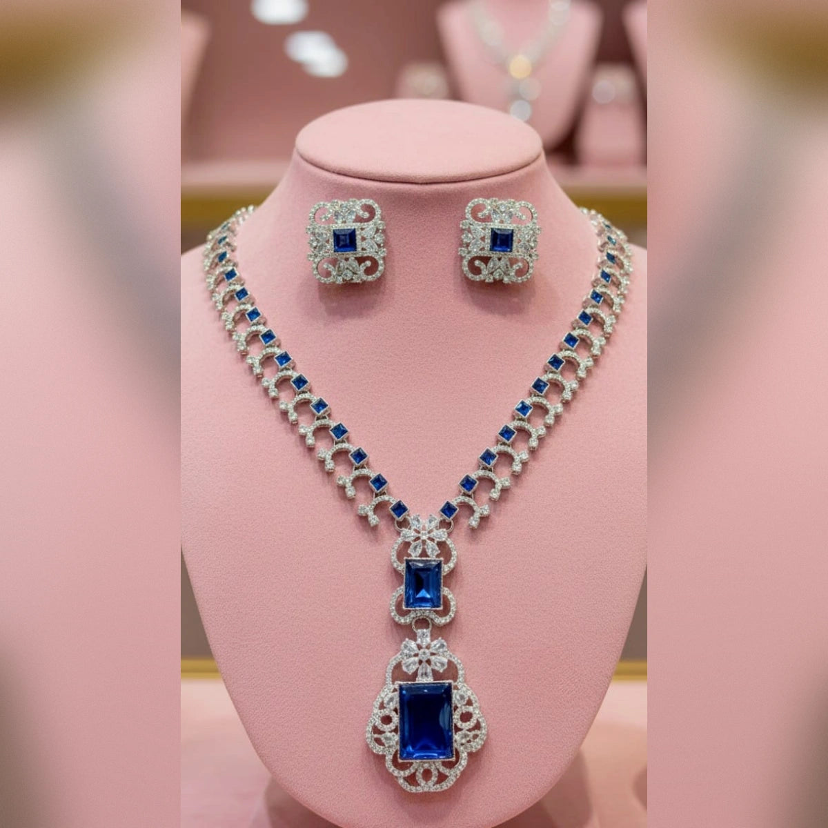 Zircon Necklace and Earrings set