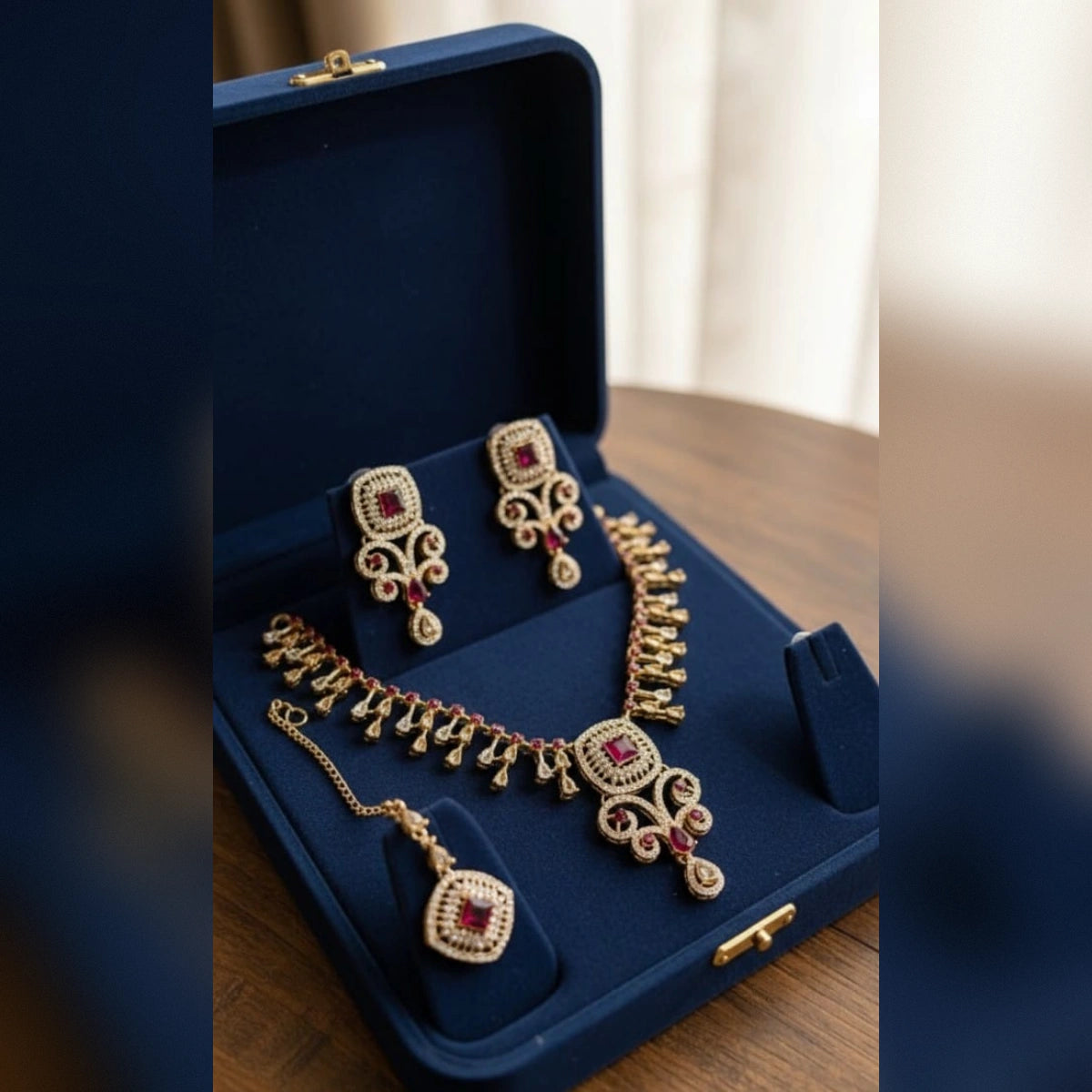 Elegant Zircon Necklace Set – Sparkling Sophistication