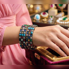 Rainbow Tide Cascade Bangles – Vibrant Flowing Elegance