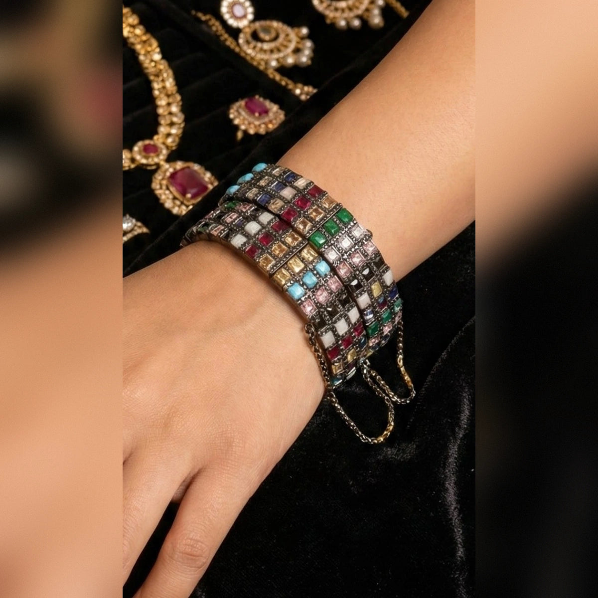 Rainbow Tide Cascade Bangles – Vibrant Flowing Elegance