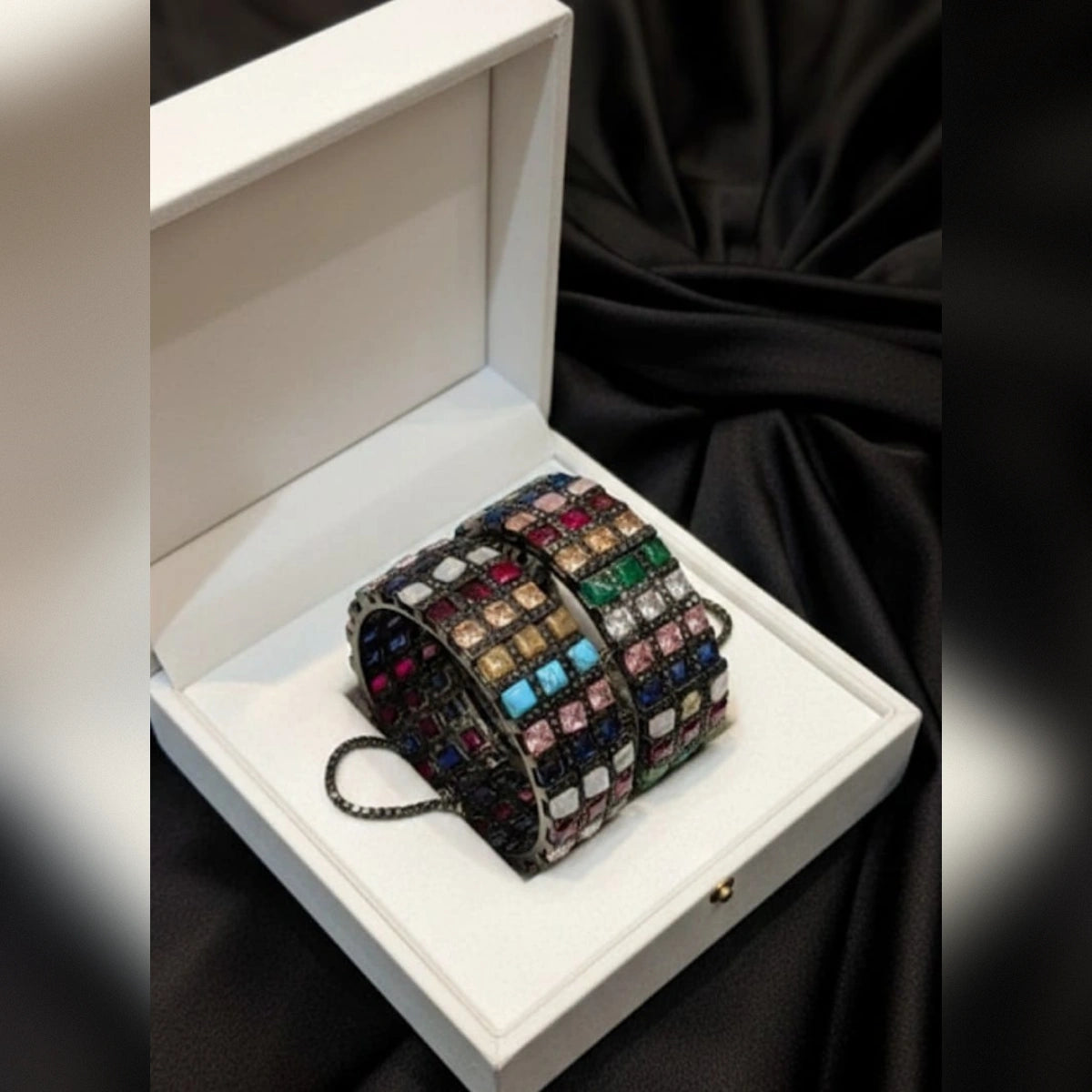 Rainbow Tide Cascade Bangles – Vibrant Flowing Elegance