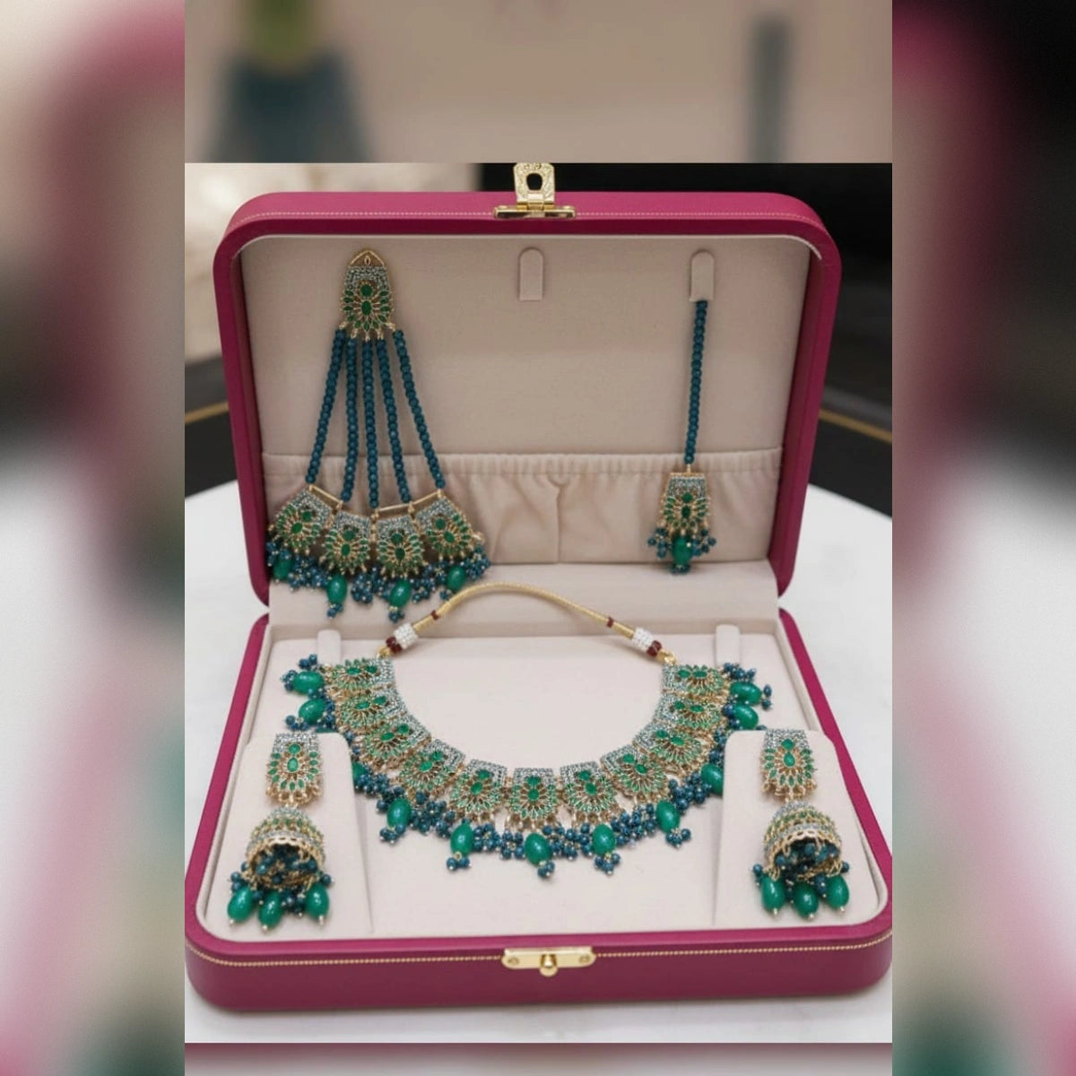 Royal Bridal Jewelry Set with Jhumki, Tikka & Jhumar