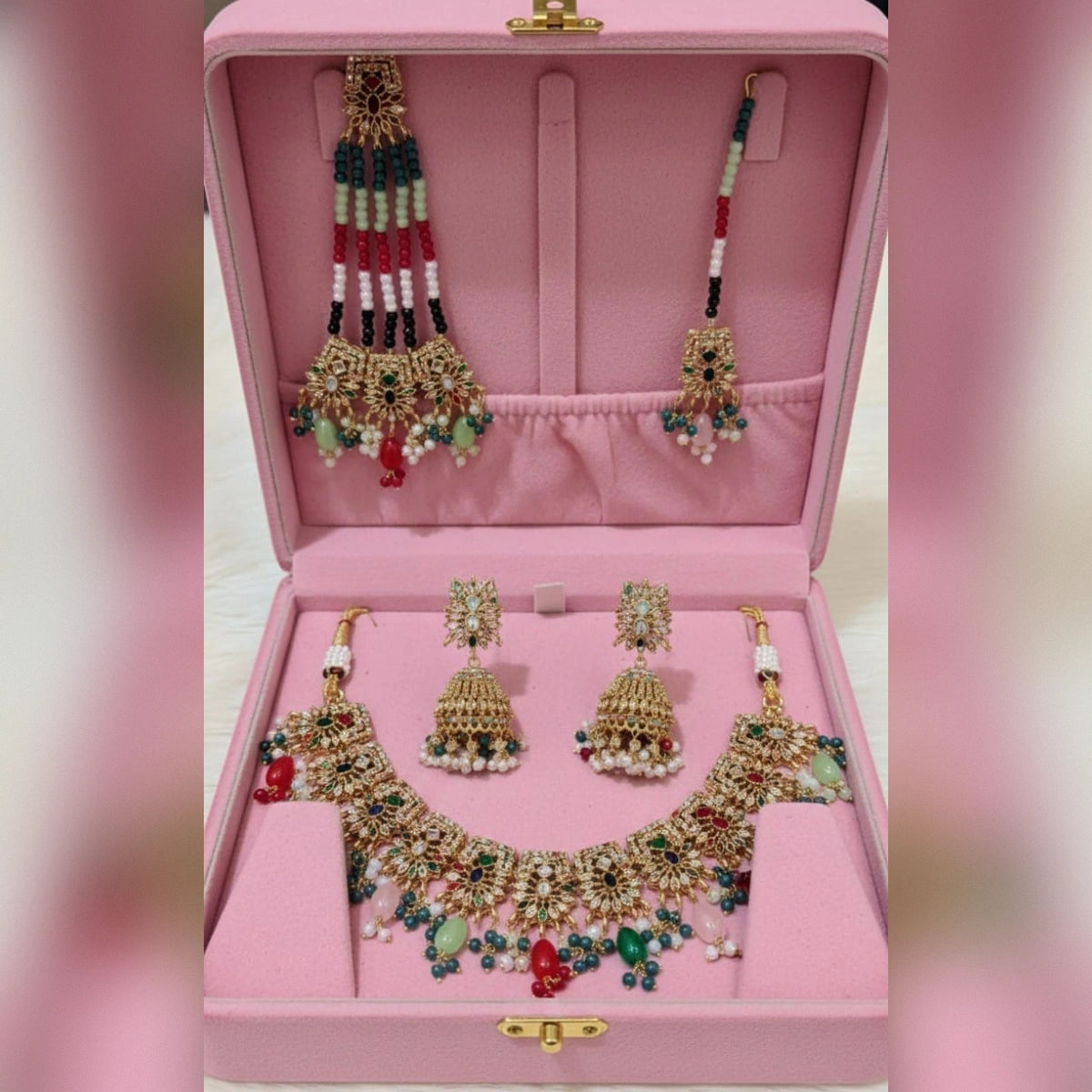 Royal Bridal Jewelry Set with Jhumki, Tikka & Jhumar