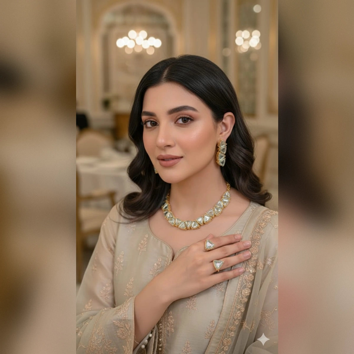 Turkish Necklace Set with Adjustable Rings – Elegant Ottoman Style