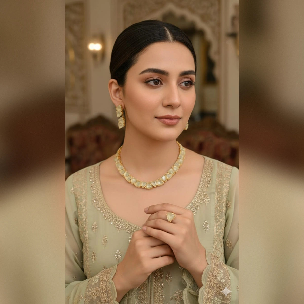 Turkish Necklace Set with Adjustable Rings – Elegant Ottoman Style