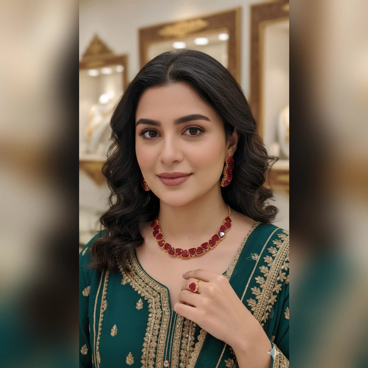 Turkish Necklace Set with Adjustable Rings – Elegant Ottoman Style