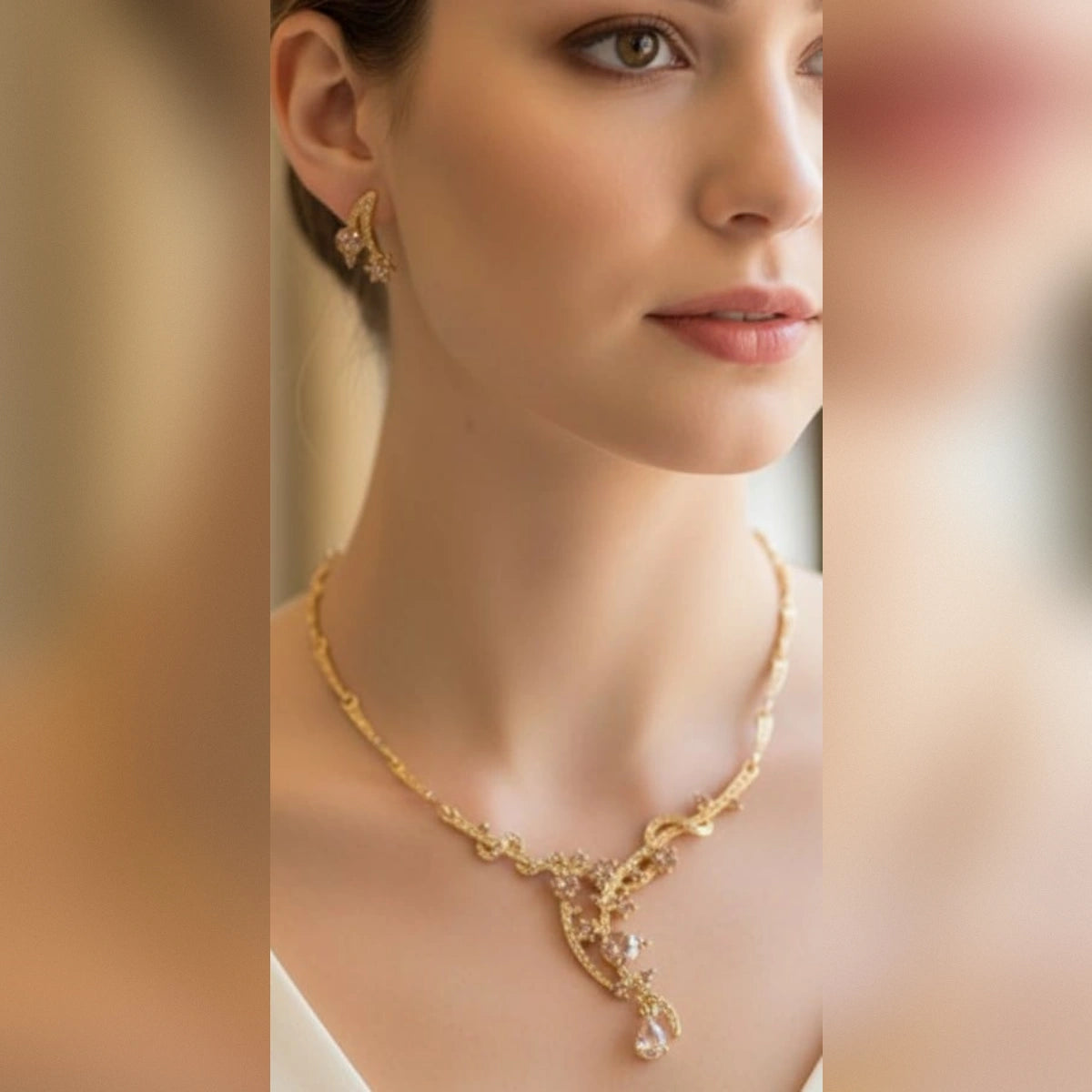 Stone Necklace with Tops – Elegant & Timeless Set