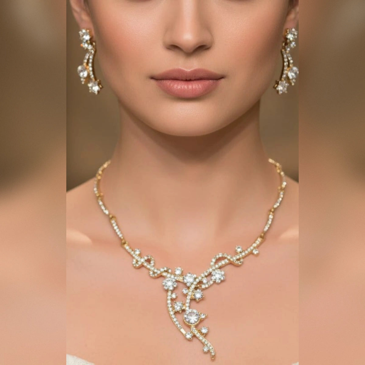 Stone Necklace with Tops – Elegant & Timeless Set