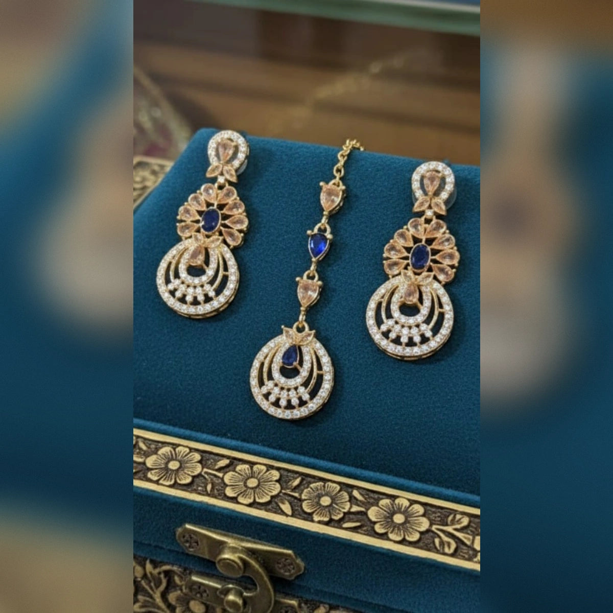ZIRCON Tikka Earring Set – Elegant Bridal Sparkle