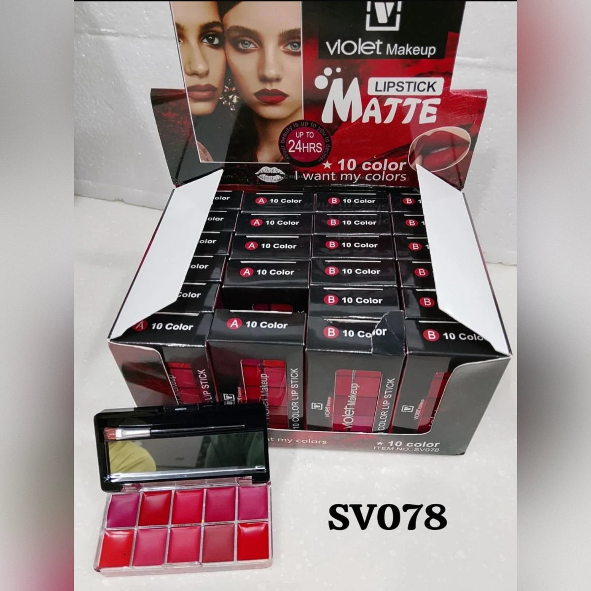 Violet 10 Color Lipstick Palette – Versatile Shades, Endless Looks