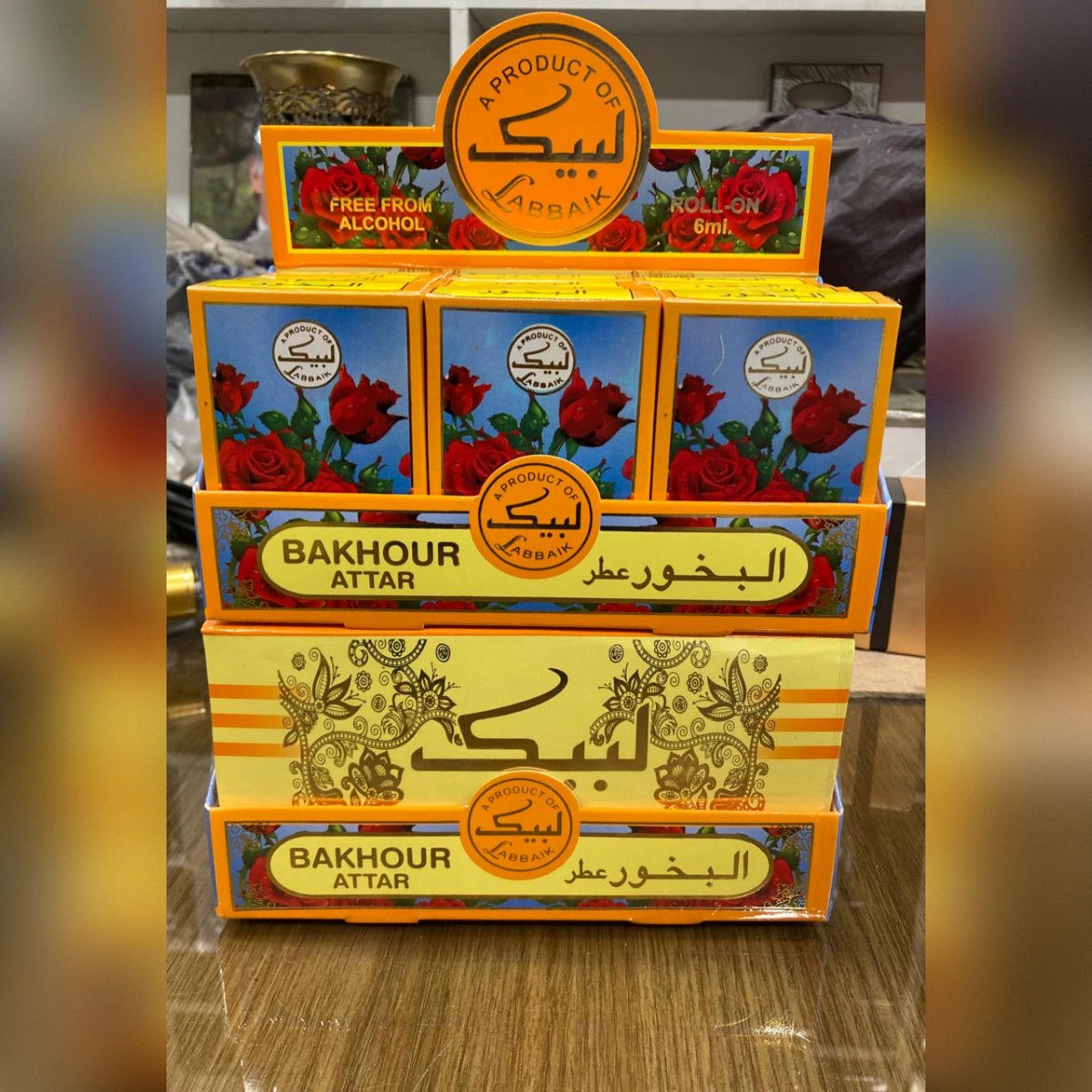 Original labbaik Al-bakhoor attar With Tasbeeh - 6ml (Pack of 6)