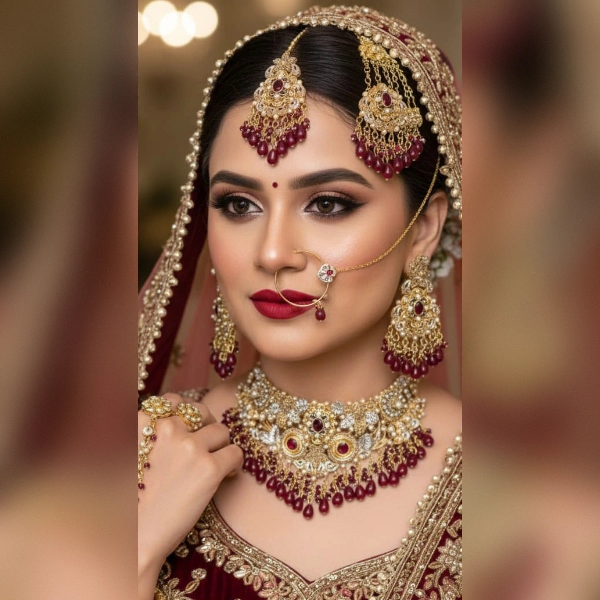 Turkish Maroon Bridal set
