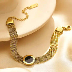 Stainless Steel Trendy Roman Numeral Mesh Chain Bracelet - Each