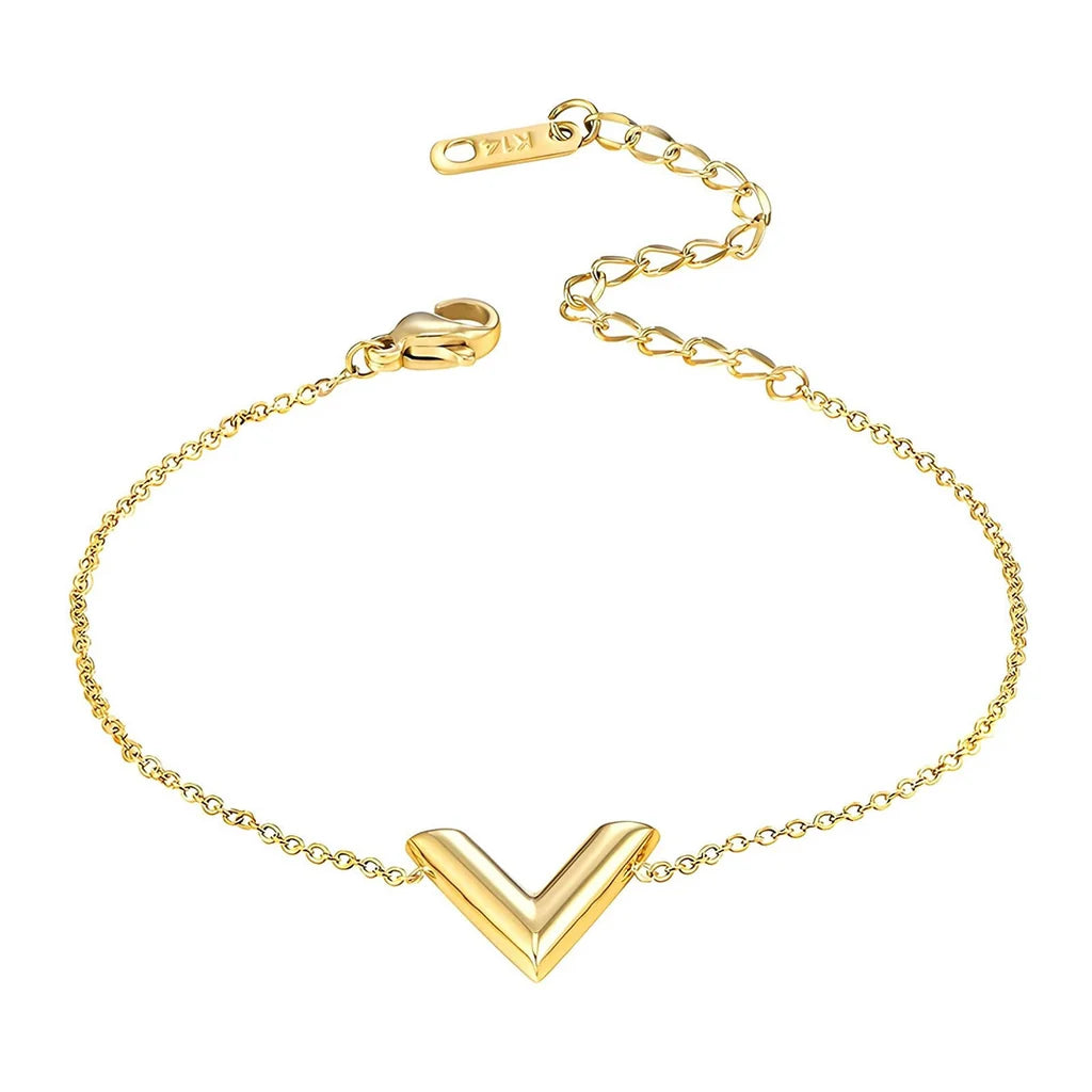 Gold-Tone Beaded V Pendant Necklace