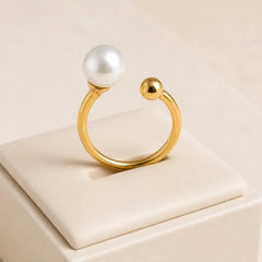 Stainless Steel Pearl Open Ring - Each