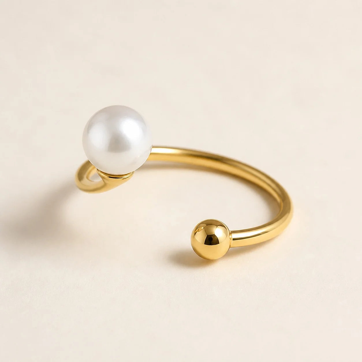 Stainless Steel Pearl Open Ring - Each