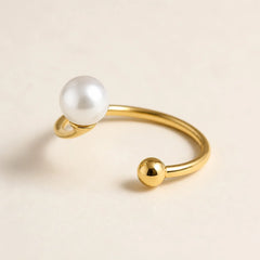 Stainless Steel Pearl Open Ring - Each