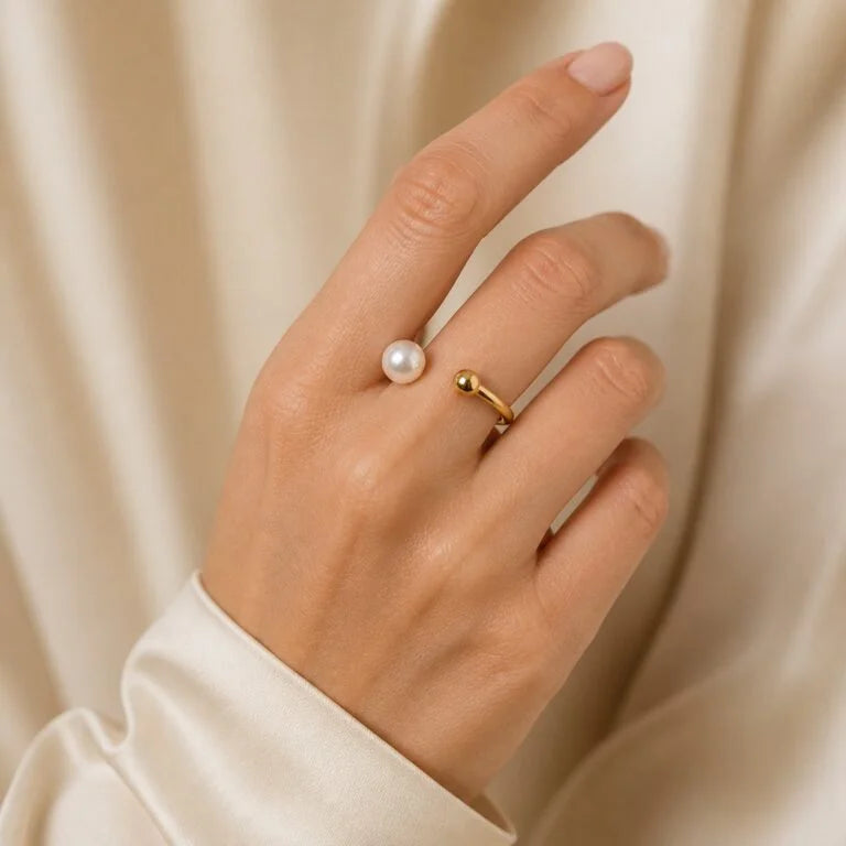 Stainless Steel Pearl Open Ring - Each