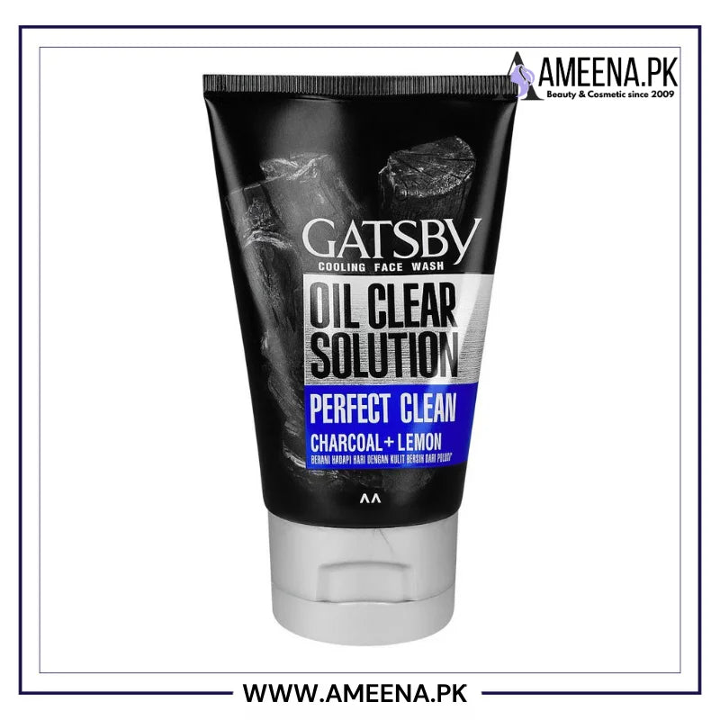 Gatsby Oil Clear Solution Perfect Clean Charcoal+Lemon Cooling Face Wash, Oil Control - 100g