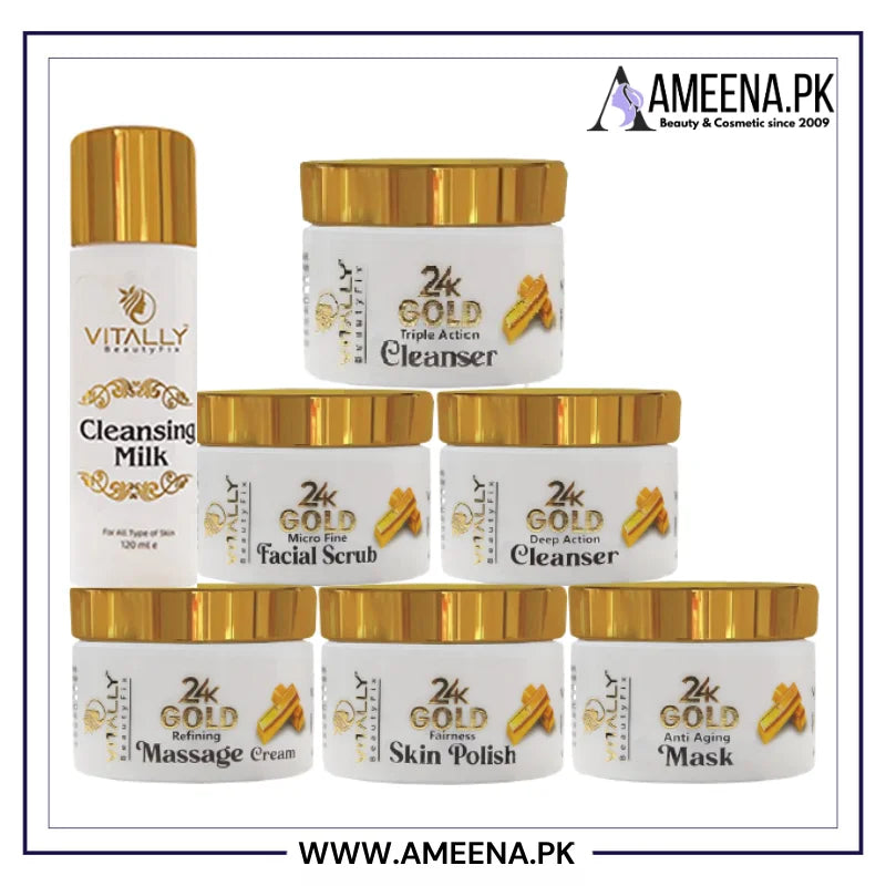 Vitally Gold 6 Steps Facial Set with  Free Gift CLeansing Milk 120gm